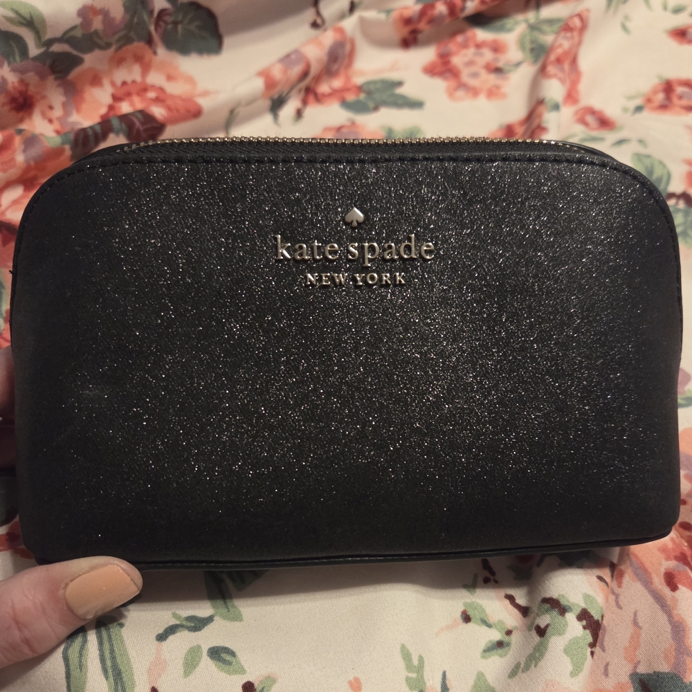 Kate Spade Black Glitter Pouch
